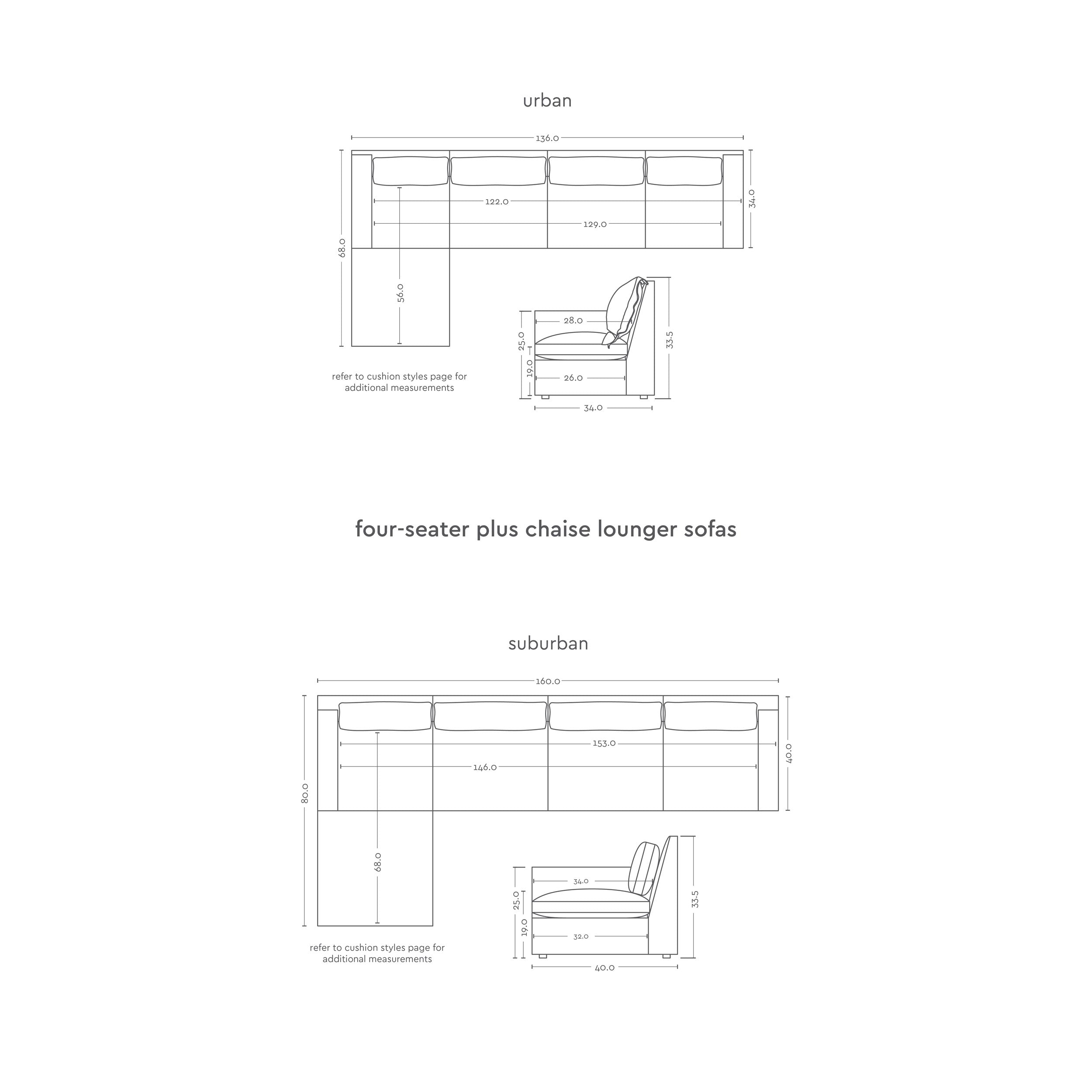 four seater plus single chaise lounger sofas