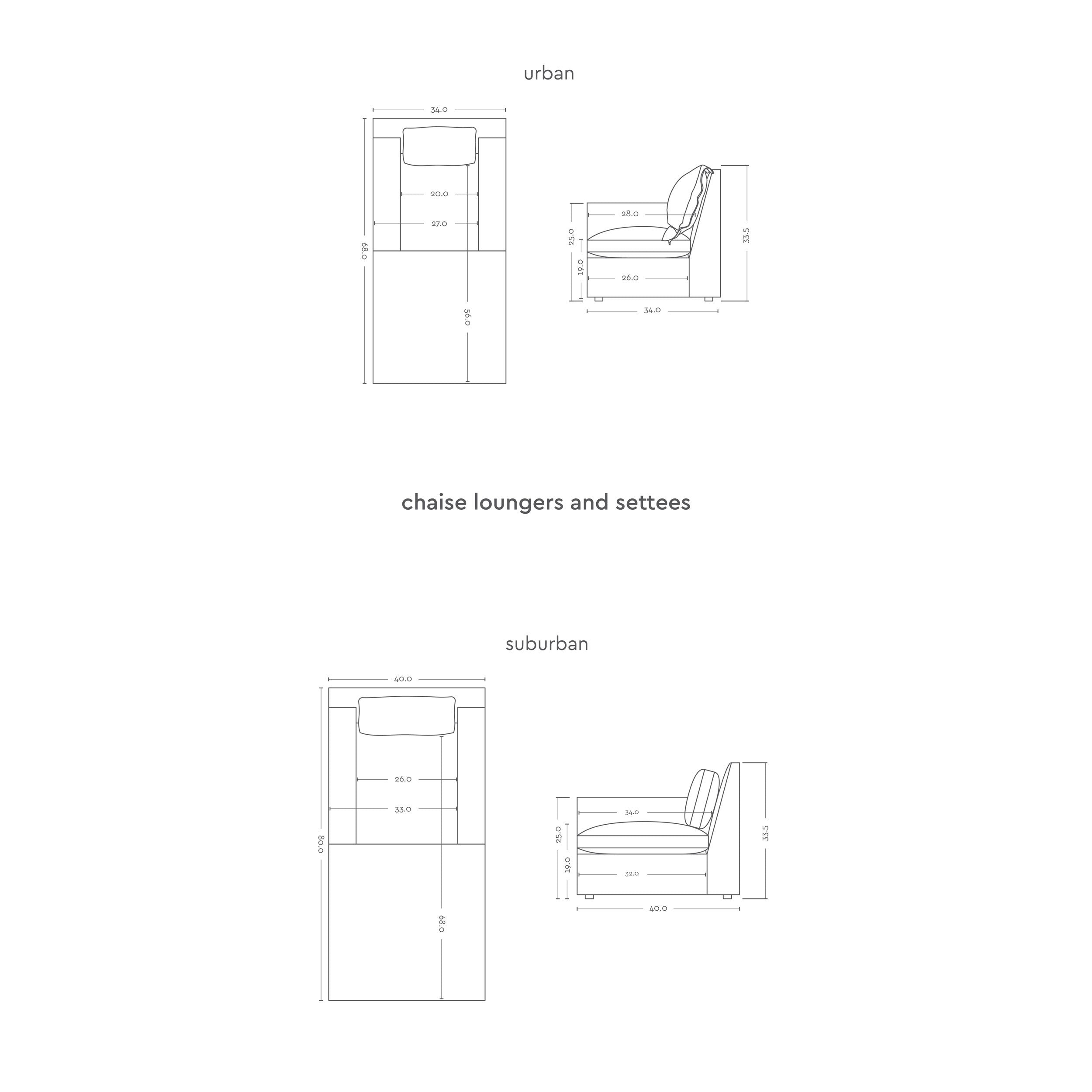 chaise loungers and settees